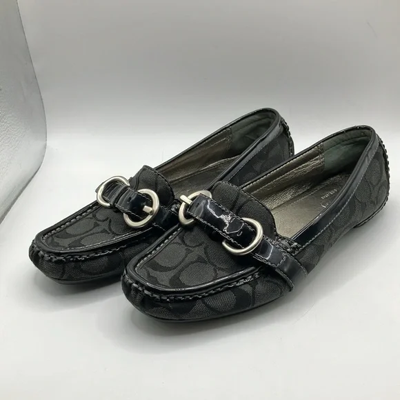 Coach Signature Loafers Sharin size 6B Jacquard Buckle Slip On Shoes EUC (E) - Picture 2 of 11
